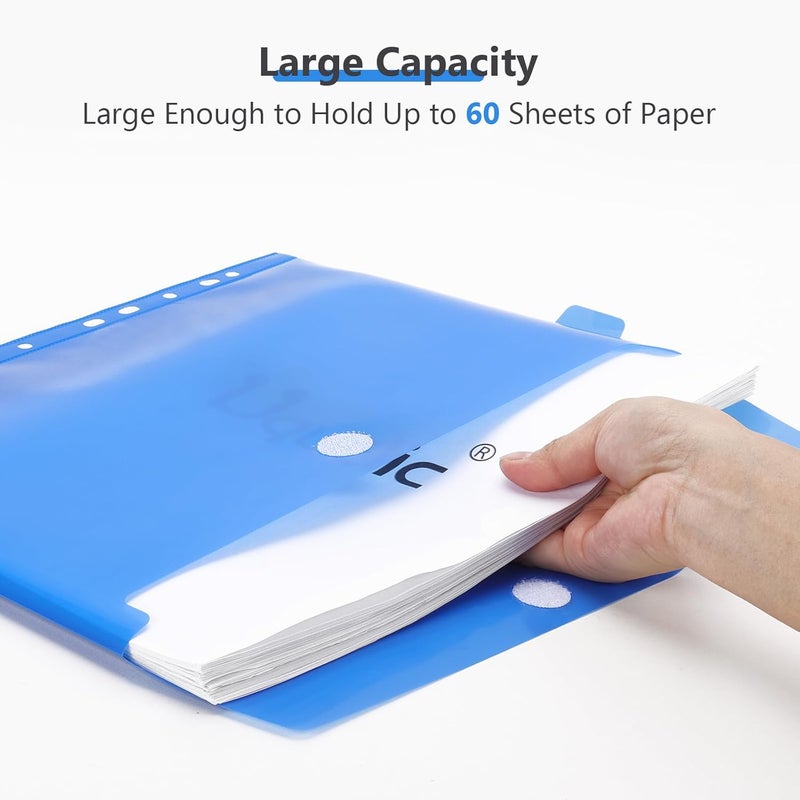 Uquelic Document Organizer, Soft PVC Binder with 12 Colorful Pockets - Zipper Binder 3 Ring with Dividers Letter Size (11'' x 8.5'')-Large Capacity Cute Folder for School, Office & Home Use​ (Black) - Image 5